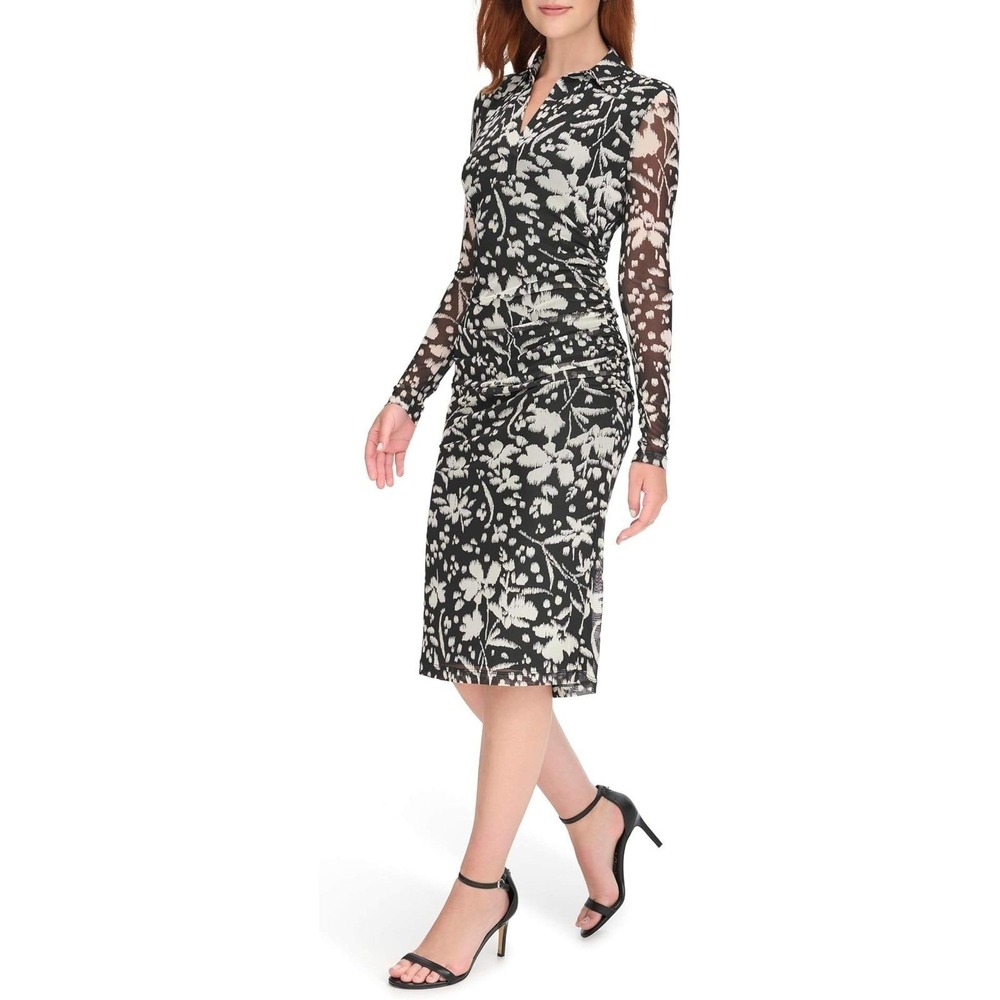 Women's Shirtdress by Tommy Hilfiger Mesh Floral Black White Size 16 NWT